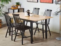 Beliani HOUSTON - Uitschuif eettafel - Lichthout/Zwart - 80x120/150cm - Hout