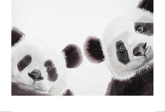 Aimee Del Valle Poster - Twee Reuzenpandas - 60 x 80 cm - Multicolor