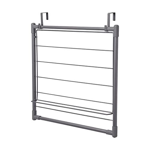 Household Essentials Metal Expandable Over-the-Door Drying Rack, Gray