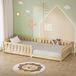 Lit bébé 90x200 cm, naturel, en bois massif, avec sommier à lattes et protection anti-chute