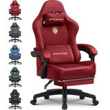 GTPLAYER Gamingstoel, ademende bureaustoel, ergonomisch, hoogwaardige stof, ergonomische pc-stoel, 160° verstelbare rugleuning en uittrekbare voetensteun, rood