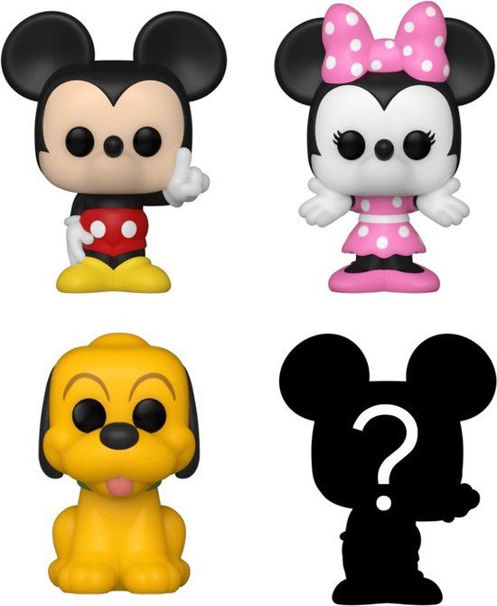 Funko Disney Classics Figuur - Mickey, Minnie, Pluto & Mystery Chase - Bitty Pop! - 2cm - 4 Pack
