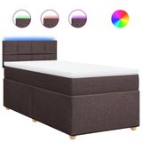 vidaXL Boxspringbed met matras, donkerbruin, 140x190 cm, gestoffeerd