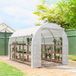 Jardinabdeckung 6 m² (3x2 m), Tunnel mit 1 Tür, 2 aufrollbaren Reißverschlusspanelen, 6 Öffnungen, weiße Farbe