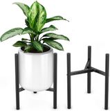 Merkloos Bomclap Plantenstandaard van metaal, verstelbare plantenstandaard, moderne bloempothouder voor binnen en buiten, bloempotstandaard voor 2-30 cm, set van 2, zwart