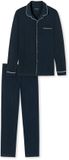 Schiesser Fine Interlock Pyjama Heren Lange Mouw Effen Blauw Maat 54