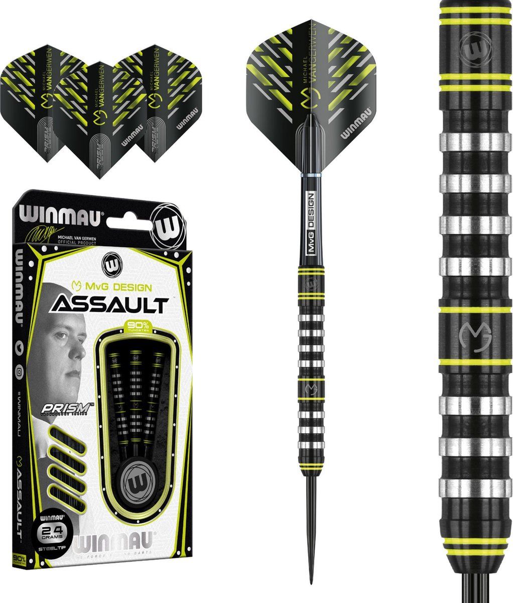 WINMAU Michael van Gerwen Assault 90% - 26 Gram Dartpijlen - Metaal - 5023231014245