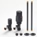 Hudson Reed Robinet radiateur coudé moderne thermostatique & kit rallonge tuyauterie - Anthracite