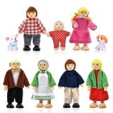 Merkloos Poppenfamilie Poppenhuis poppen 7 delen Houten figuren Beweegbare ledematen