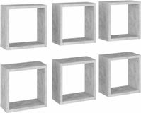 vidaXL Wandschappen kubus 6 st 30x15x30 cm betongrijs