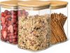 Sans marque Pots de stockage en verre - Hermétique - Set de 3 pièces - Couvercle en bois - 1L - Verre borosilicaté