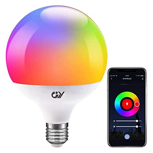 GY Smart Bulb E27, 18W G125 W-Lan Light, Smart LED Home Bulb, 1900 Lumen, 3000K-6500K White & RGB, Control App Compatibel met Alexa Echo/Google Home, Automatische Muziekaanpassing