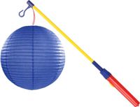Shoppartners Mooie Lampion Luxe Blauwe print 25 cm met lampionstokje setje