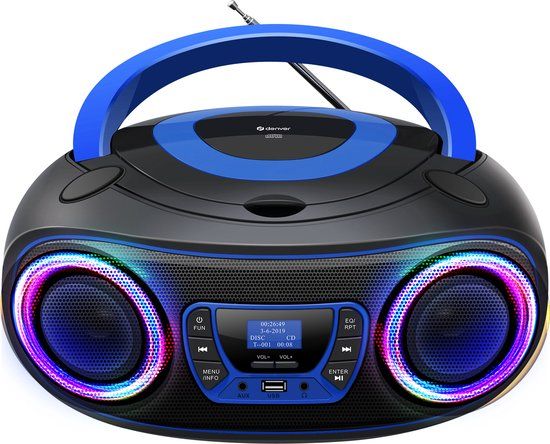 Denver TDB-212BU - Draagbare DAB Radio CD Speler - Bluetooth - Blauw