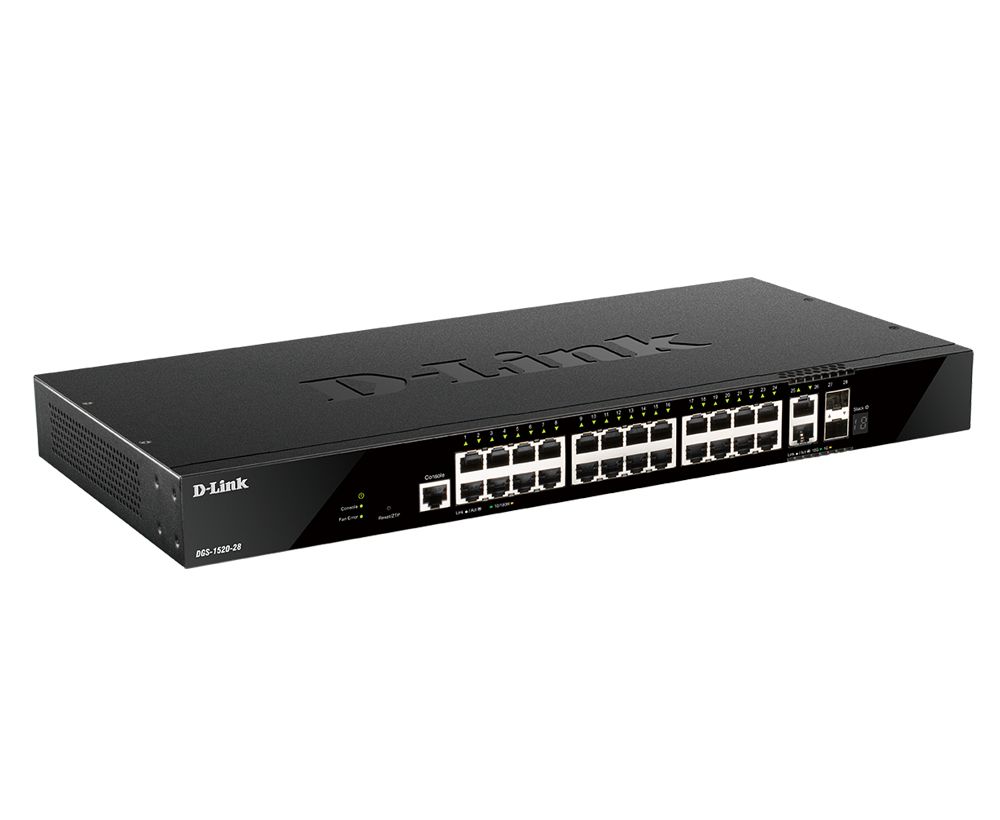 D-Link DGS-1520-28/E - Managed L3 Switch - 26x RJ-45 - 2x SFP+ - 1U - Black