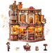 Maison de poupée miniature à construire soi-même avec boîte à musique, usine de café, éclairage LED et musique