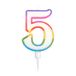 Homéa Birthday Candle Number 5 with Plastic Holder, Height 10.5 cm, Multicolored