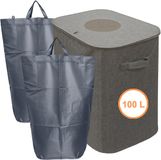 Relaxdays Statiegeld prullenbak - 100 l - 2 tassen - grijs