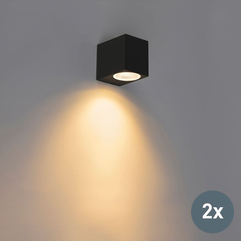 QAZQA Baleno I - Set van 2 wandlampen - Zwart