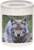 Bellatio Decorations Bol Dieren wolf foto spaarpot 9 cm jongens en meisjes - Cadeau spaarpotten wolven liefhebber