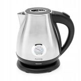 Huslog Bouilloire électrique rétro en acier inoxydable, 1,7 L, 2200 W, avec thermomètre, fonction d'ébullition rapide, socle sans fil 360°, arrêt automatique, argent