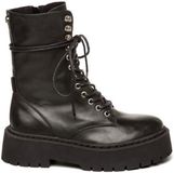 Steve Madden Skywen Bootie Zwart Leer Dames Veterboots