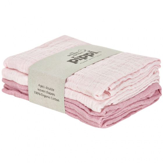 Pippi Mousseline doeken 4-pack krimpend viooltje - Katoen