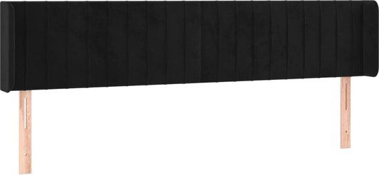 vidaXL Hoofdbord fluweel zwart 183x16x78/88 cm