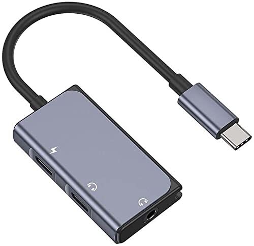 Geen 3-in-1 USB-C naar Dubbele USB-C PD 3.0/3.5mm Jack Audio Adapter