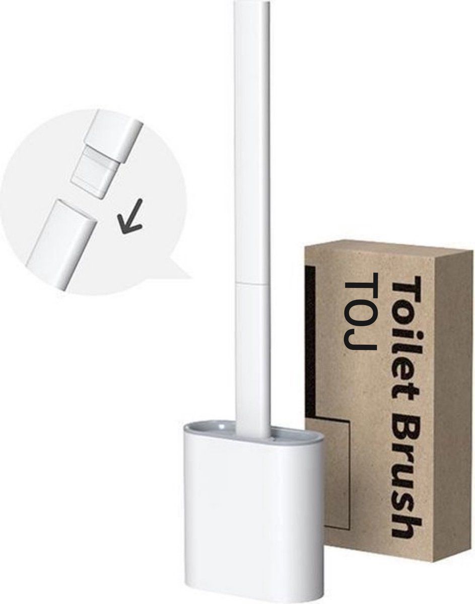TOJ WC Borstel - Toiletborstel - WC Borstel met Houder - Siliconen WC Borstel - Flexibel - Wit