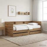 vidaXL Dagbed met lade met plank Artisanaal eiken bewerkt hout