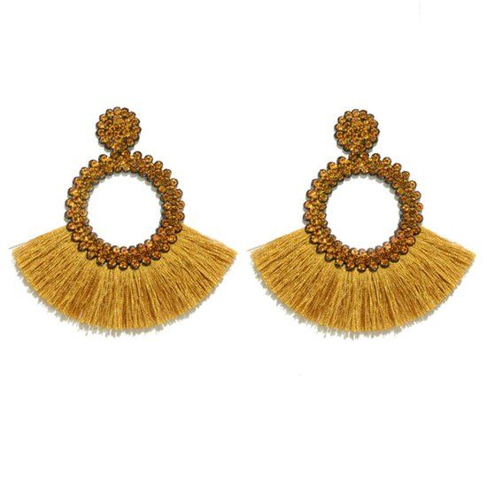 Cilla Jewels Fringe Oorbellen met gele Strass
