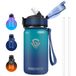 Grsta Thermosfles, 500 ml, drinkfles voor kinderen, drinkfles met rietje, BPA-vrij, gemakkelijk te openen, veilig slot, thermosfles, lekvrij, voor school, sport, camping, kantoor