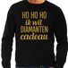 Bellatio Decorations Foute kersttrui/sweater voor heren - Hohoho diamanten cadeau - zwart - glitter goud L