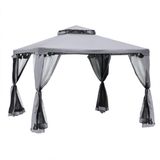 Merkloos Holland Connections Paviljoen - Tuinpaviljoen - Partytent - Buitentent - Easy up partytent - 3x3m, met wanden, wind,UV-bescherming 50+- en waterbestendig - Polyester - 294×294×265 cm - Voor tuinfeesten, evenementen en terrassen - Antracietgrijs