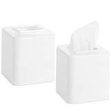 Youngever 2 Stuks Plastic Tissue Box Houder, Hoes voor Tissuedoos, Doekjes Dispenser Box, Vierkante Servethouders, Wipes Dispenser Box (White)