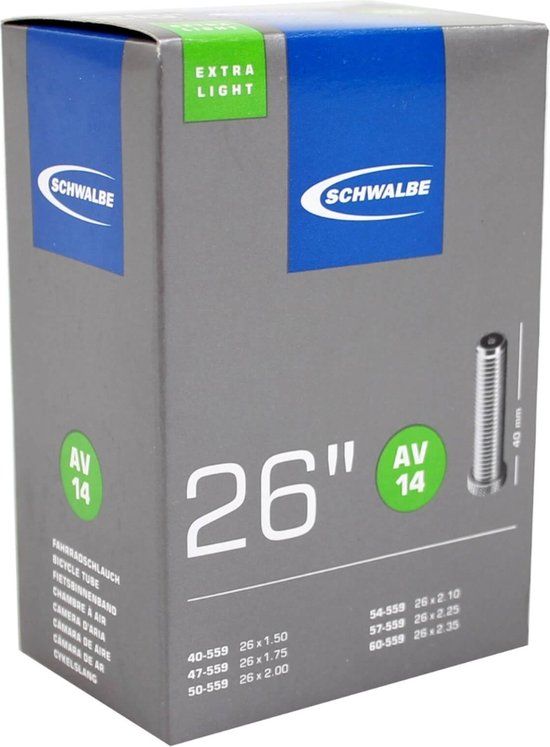 Schwalbe Binnenband - AV14 - Extra Light - 26 inch - Auto Ventiel - 40mm