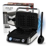 Adler EUROPE 2400W wafelijzer met LED-display 5 programma's voor verschillende soorten waffels 2 graden bakken 7 graden Browning