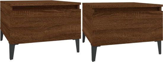 vidaXL Bijzettafels 2 stuks 50x46x35 cm bewerkt hout bruin eikenkleur