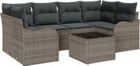 vidaXL Tuinbank Set 7-delig 6 zitplaatsen Grijs