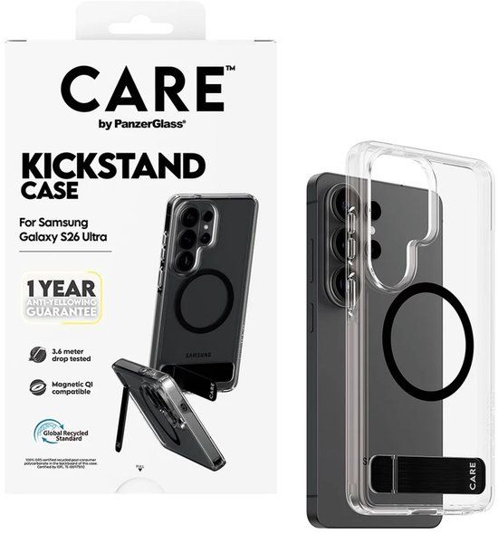 CARE by PanzerGlass Urban Explorer Transparante MagSafe backcover met Kickstand voor de Samsung Galaxy S26 Ultra - Transparant
