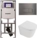 Geberit QeramiQ Dely Toiletset - 36.3x51.7cm - Diepspoel - Rimless - Inbouwreservoir - Softclose Zitting - Gunmetal Bedieningsplaat - Mat Wit