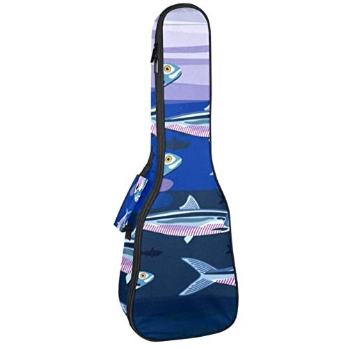 Mersov Tenor Ukulele Gigbag Waterdichte Ukelele Case Gewatteerde Rugzak, Geweldig voor Sopraan Concert (21/23/24") Sardine Kolonie Vissen Patroon