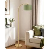 EDISHINE Lampe sur pied pour salon, tête orientable, vert sauge et or, structure en métal et abat-jour en tissu, culot E27, 2700K (blanc chaud)