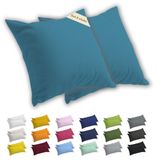 Lavea® Kussenslopen 40x40 cm Set van 2 – Kussenhoezen van 100% Zachte en Ademende Jersey Katoen met YKK Ritssluiting – Aquamarijn