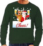 Bellatio Decorations Shoppartners Bv Foute kersttrui Cheers met dronken kerstman groen voor heren XL