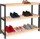 Merkloos Relaxdays Schoenenrek bamboe - 70 cm breed - 3 laags - natuur-zwart