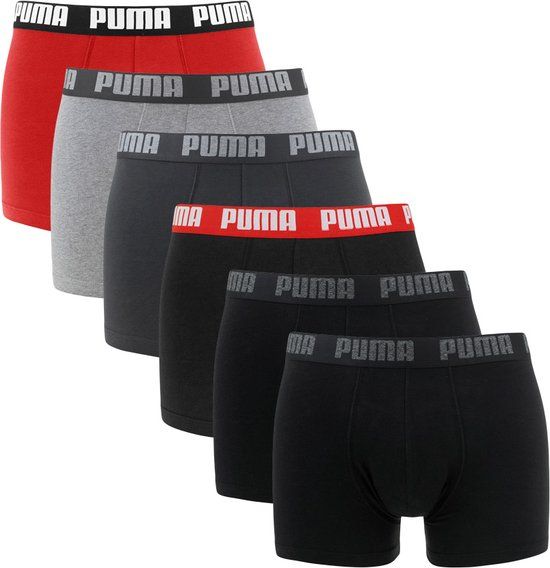 Puma Basic Men's Boxer 6-pack - Grey/Red/Black - Size XXL
