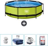 EXIT Rond Lime Frame Zwembad - 300 x 76 cm - Inclusief Pomp, Solarzeil & Zoutwatersysteem
