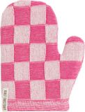Knit Factory Ovenwant Block - Hittebestendige ovenhandschoen - keukenhandschoen - Gemaakt van 50% katoen & 50% acryl - Slijtvast - Ecru/Fuchsia
